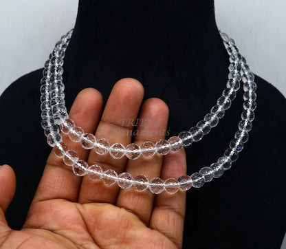 Natural certified 8mm Sphetik beads chain Japp mala 108 beads chanting chain , meditation necklace, lord shiva mantra praying chain ch209 - TRIBAL ORNAMENTS