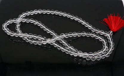 Natural certified 8mm Sphetik beads chain Japp mala 108 beads chanting chain , meditation necklace, lord shiva mantra praying chain ch209 - TRIBAL ORNAMENTS
