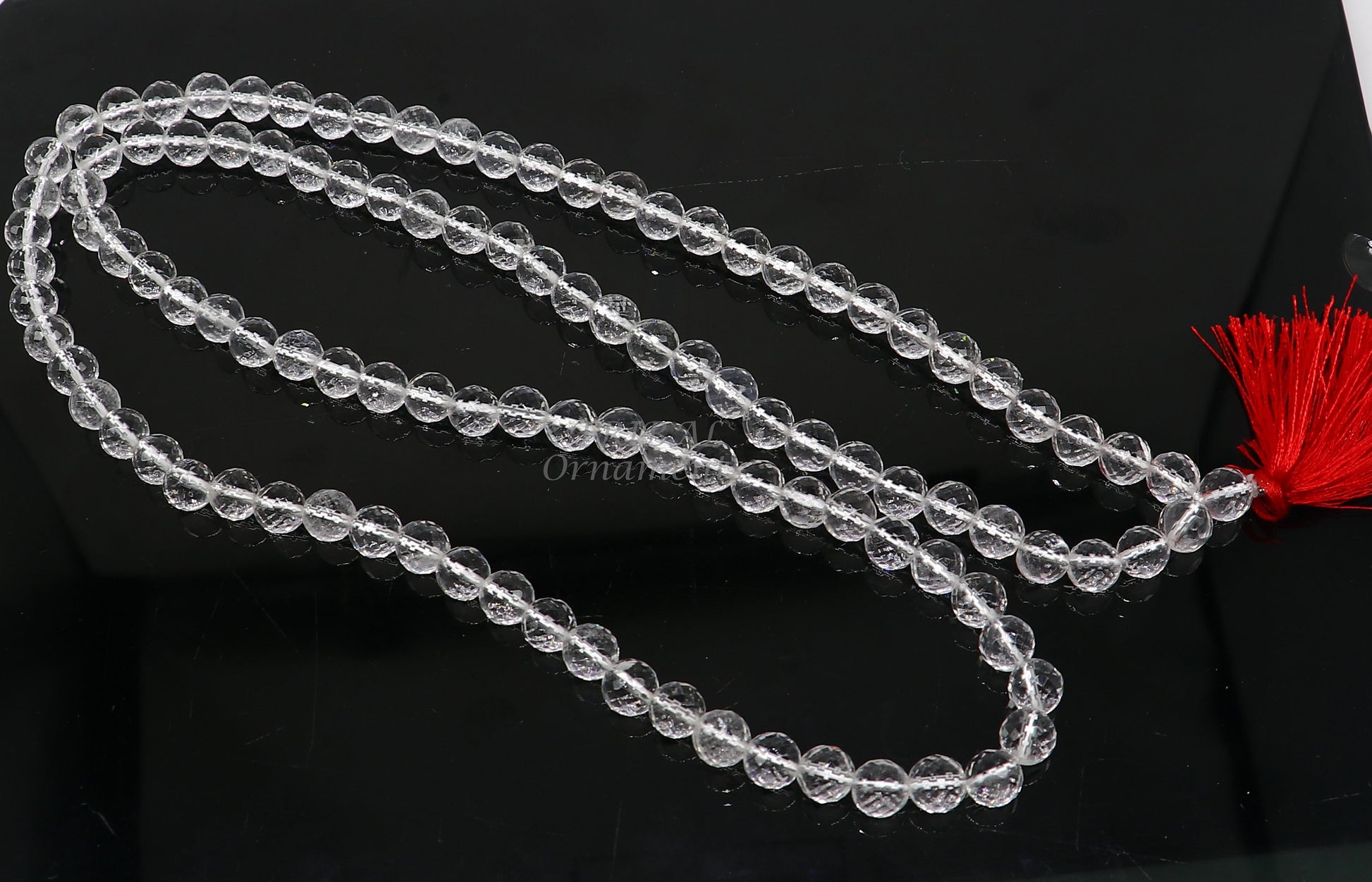 Natural certified 8mm Sphetik beads chain Japp mala 108 beads chanting chain , meditation necklace, lord shiva mantra praying chain ch209 - TRIBAL ORNAMENTS