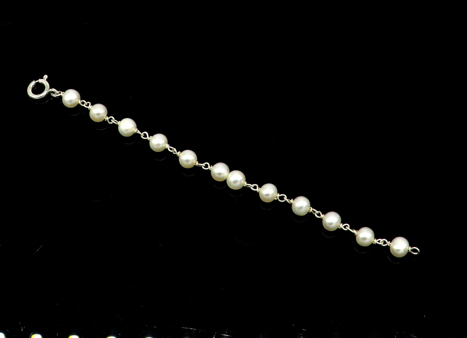 Natural pearl 5mm beaded 925 sterling silver handmade customized baby bracelet, top class gifting kids jewelry, new born baby jewelry bbr3 - TRIBAL ORNAMENTS