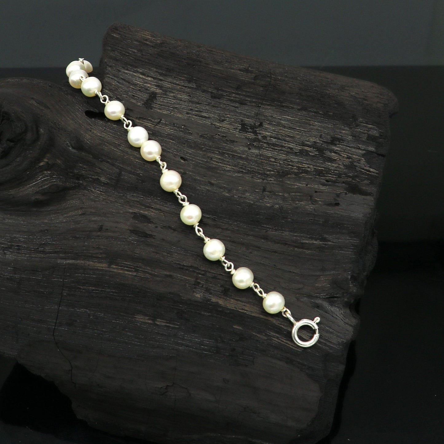 Natural pearl 5mm beaded 925 sterling silver handmade customized baby bracelet, top class gifting kids jewelry, new born baby jewelry bbr3 - TRIBAL ORNAMENTS