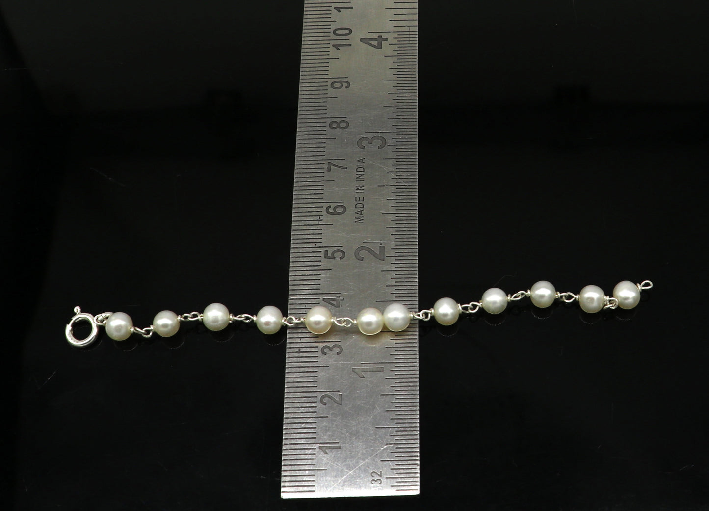 Natural pearl 5mm beaded 925 sterling silver handmade customized baby bracelet, top class gifting kids jewelry, new born baby jewelry bbr3 - TRIBAL ORNAMENTS