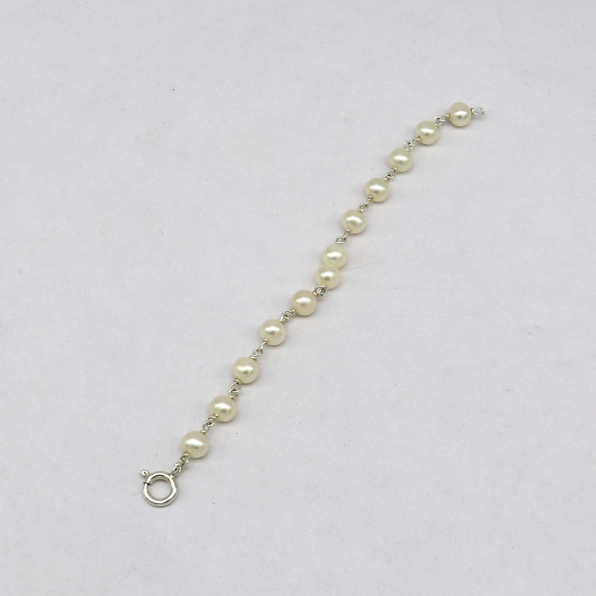 Natural pearl 5mm beaded 925 sterling silver handmade customized baby bracelet, top class gifting kids jewelry, new born baby jewelry bbr3 - TRIBAL ORNAMENTS