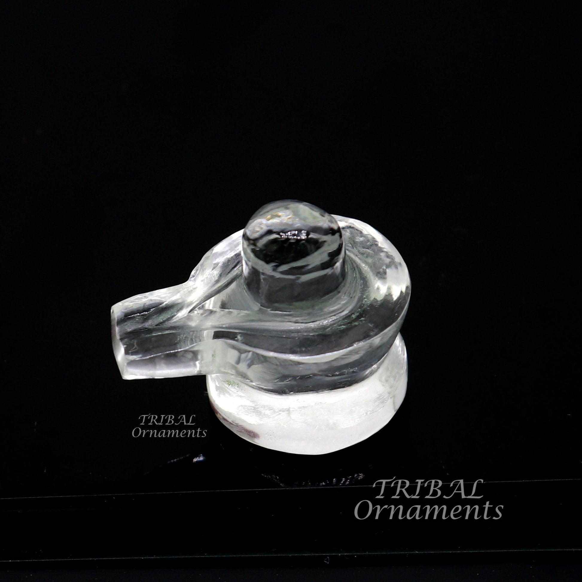 Natural sphatik crystal stone divine lor shiva lingam statue, amazing sphatik lingam puja article for wealth and prosperity stna28 - TRIBAL ORNAMENTS