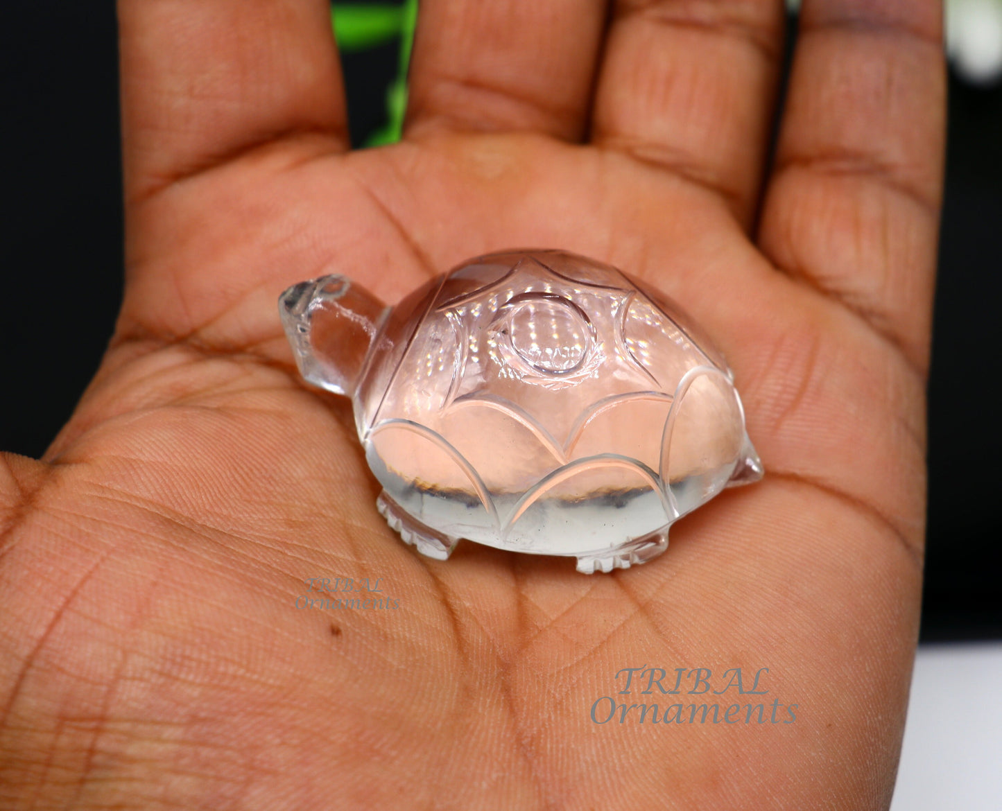 Natural sphatik crystal stone divine tortoise or turtle statue, amazing sphatik tortoise for wealth and prosperity stna31 - TRIBAL ORNAMENTS