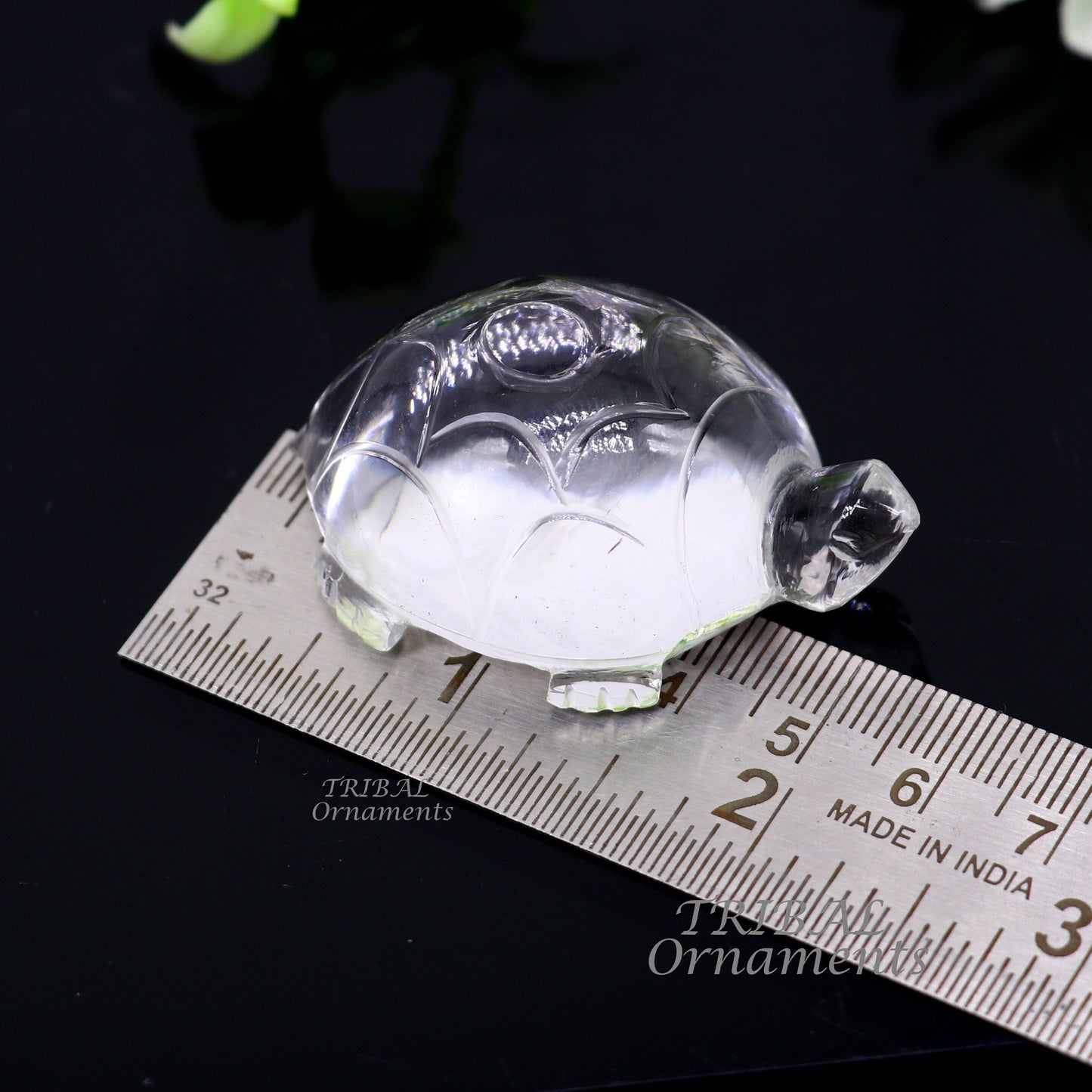 Natural sphatik crystal stone divine tortoise or turtle statue, amazing sphatik tortoise for wealth and prosperity stna31 - TRIBAL ORNAMENTS