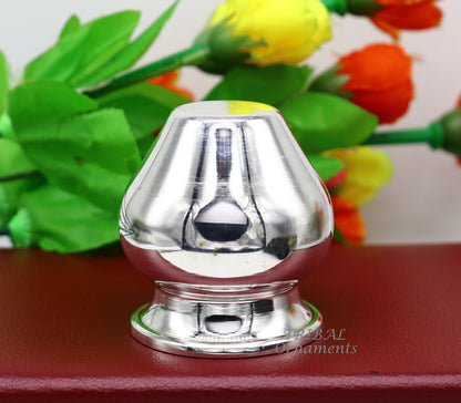 Small handmade 925 sterling silver Kalash or pot by TRIBAL ORNAMENTS, traditional water or milk puja vessel from India.