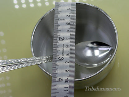 Plain 999 fine silver handmade solid bowl and spoon, silver baby utensils, stay healthy kids/baby for using silver vessels sv175 - TRIBAL ORNAMENTS