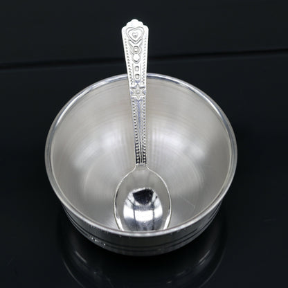Plain design handmade 999 solid silver bowl, silver vessels, silver utensils, solid silver baby bowl for medical use for health gifting sv80 - TRIBAL ORNAMENTS
