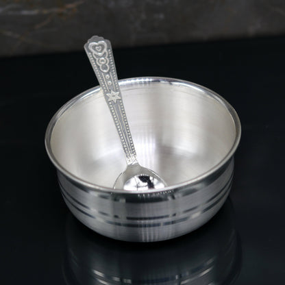 Plain design handmade 999 solid silver bowl, silver vessels, silver utensils, solid silver baby bowl for medical use for health gifting sv80 - TRIBAL ORNAMENTS