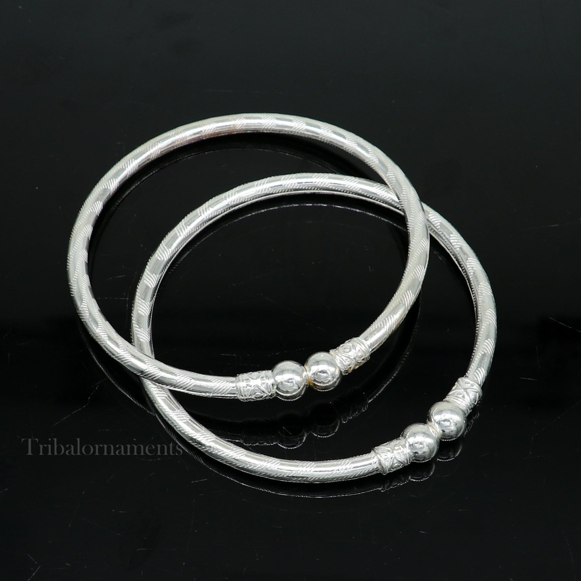 Plain white design sterling silver handmade amazing design bangle bracelet kada, excellent customized design bangle kada unisex gift nba230 - TRIBAL ORNAMENTS