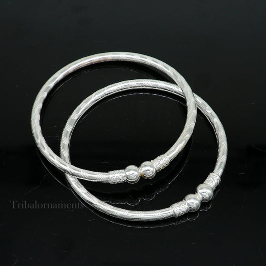 Plain white design sterling silver handmade amazing design bangle bracelet kada, excellent customized design bangle kada unisex gift nba230 - TRIBAL ORNAMENTS