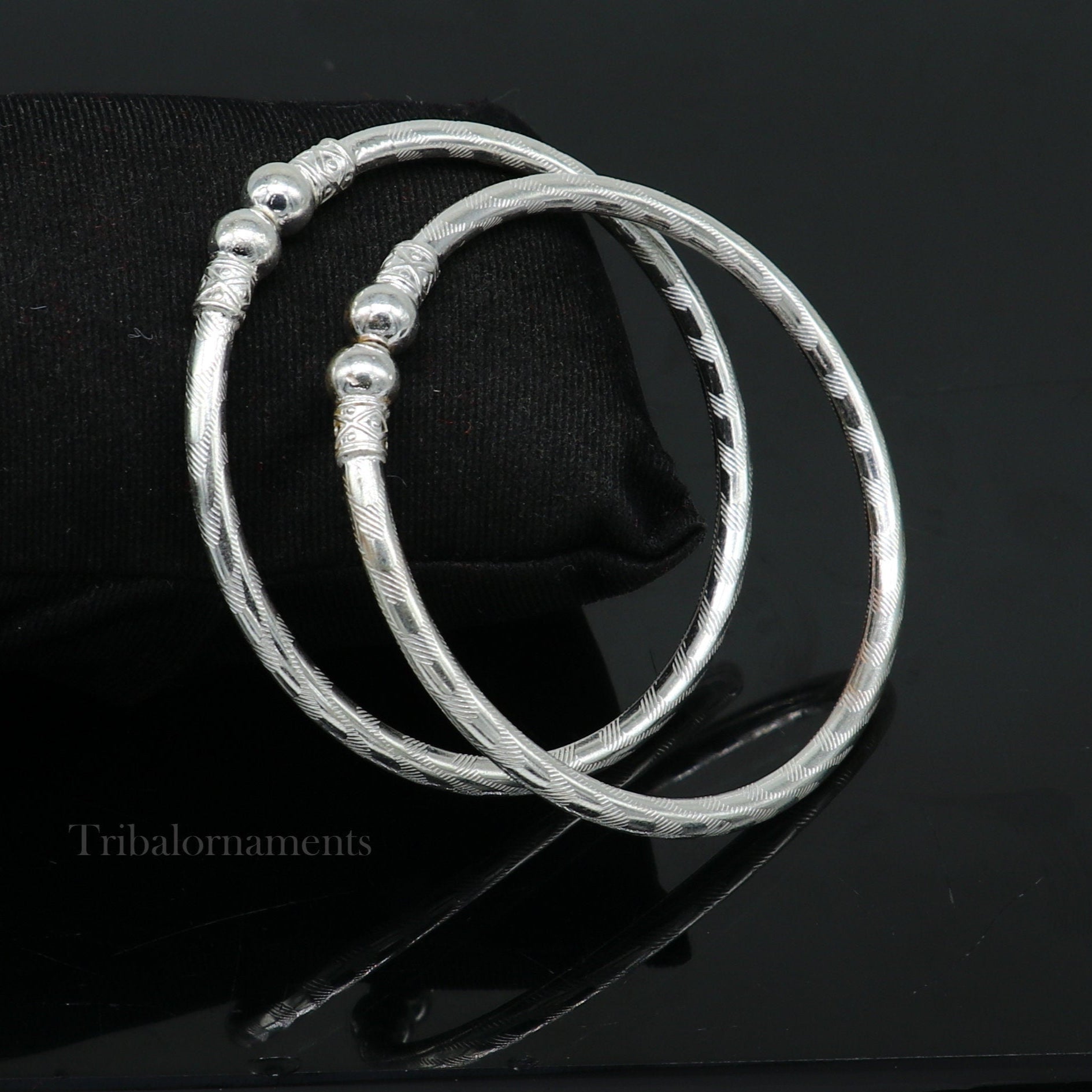 Plain white design sterling silver handmade amazing design bangle bracelet kada, excellent customized design bangle kada unisex gift nba230 - TRIBAL ORNAMENTS