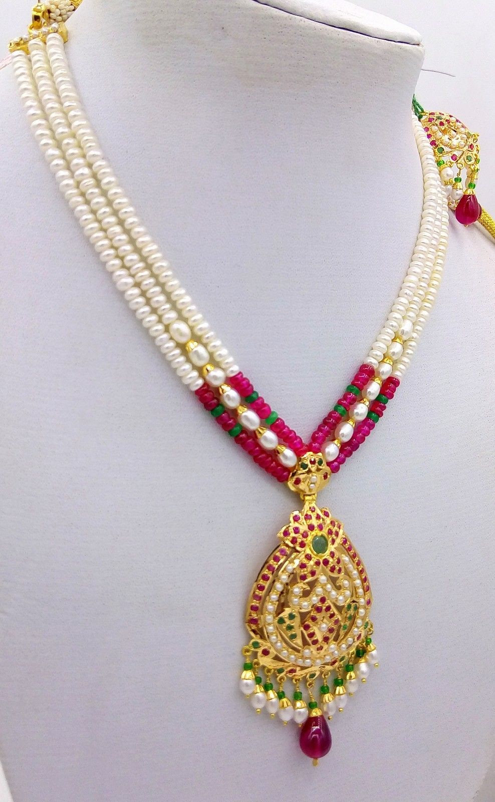 Punjabi Necklace with earrings indian gold jewellery from rajasthan and punjab india - TRIBAL ORNAMENTS