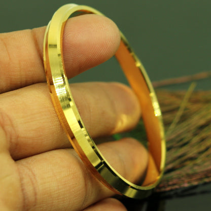Tribal Ornaments Punjabi Sikh solid silver gold polished bangle bracelet for toddlers, handcrafted and personalized jewelry.