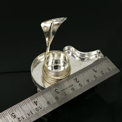 Pure 925 sterling silver Lord Shiva Lingam stand, decorative jalheri for holding Shiva Lingam in home temple.
