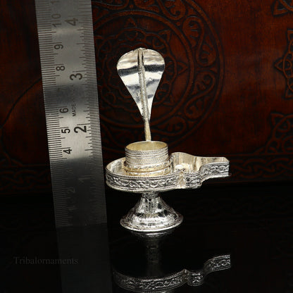 Pure 925 solid sterling silver lord shiva lingam stand/jalheri, use for put/hold shiva lingam in home temple, Shiva Vratam puja art su362 - TRIBAL ORNAMENTS