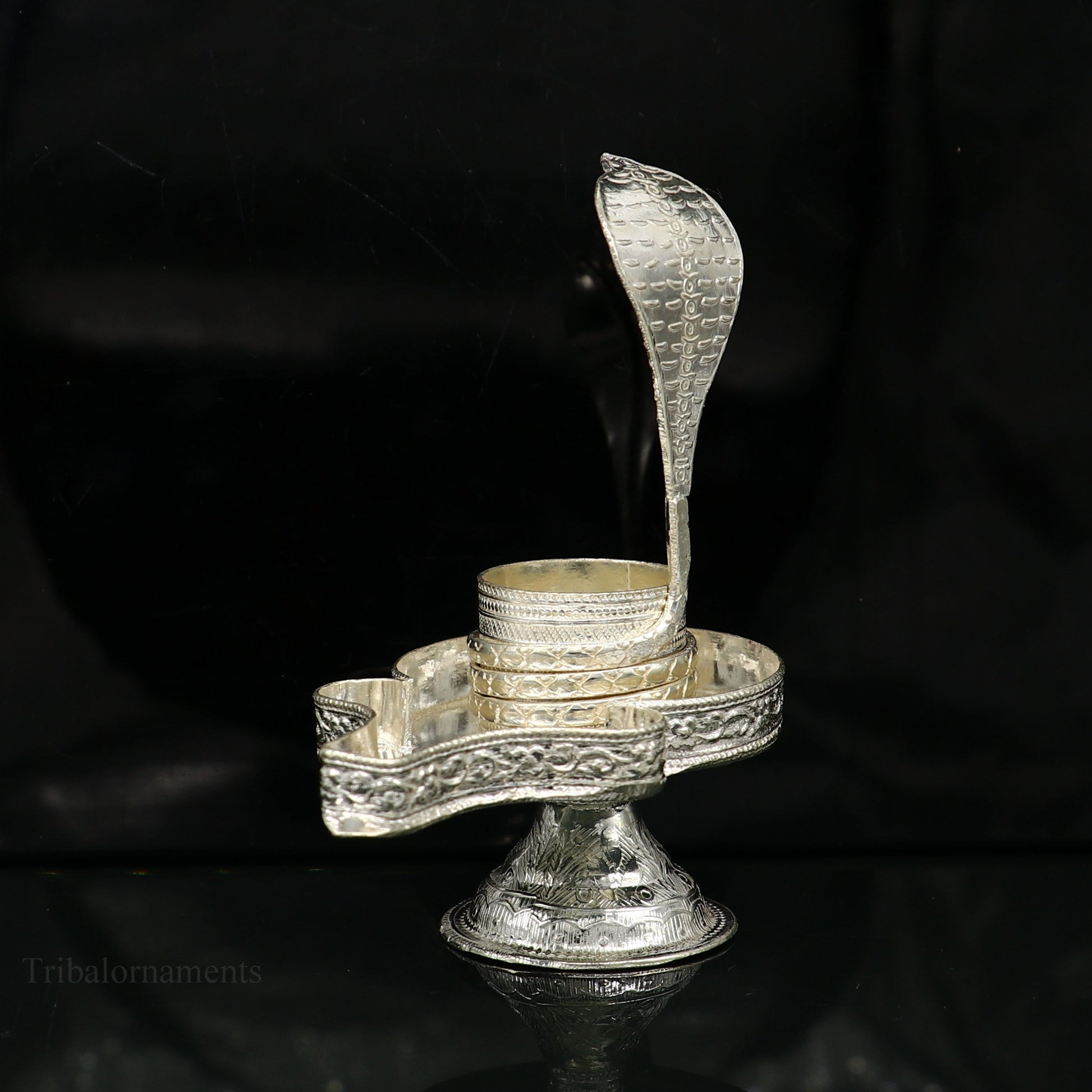 Pure 925 solid sterling silver lord shiva lingam stand/jalheri, use for put/hold shiva lingam in home temple, Shiva Vratam puja art su363 - TRIBAL ORNAMENTS