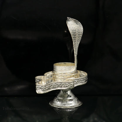 Pure 925 solid sterling silver lord shiva lingam stand/jalheri, use for put/hold shiva lingam in home temple, Shiva Vratam puja art su363 - TRIBAL ORNAMENTS