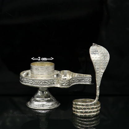 Pure 925 solid sterling silver lord shiva lingam stand/jalheri, use for put/hold shiva lingam in home temple, Shiva Vratam puja art su363 - TRIBAL ORNAMENTS