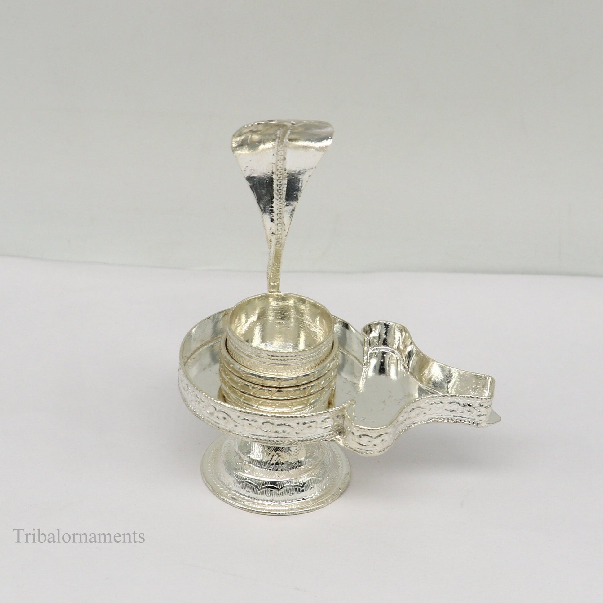 Pure 925 solid sterling silver lord shiva lingam stand/jalheri, use for put/hold shiva lingam in home temple, Shiva Vratam puja art su363 - TRIBAL ORNAMENTS