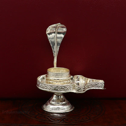 Pure 925 solid sterling silver lord shiva lingam stand/jalheri, use for put/hold shiva lingam in home temple, Shiva Vratam puja art su363 - TRIBAL ORNAMENTS