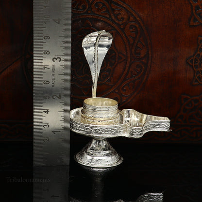 Pure 925 solid sterling silver lord shiva lingam stand/jalheri, use for put/hold shiva lingam in home temple, Shiva Vratam puja art su363 - TRIBAL ORNAMENTS