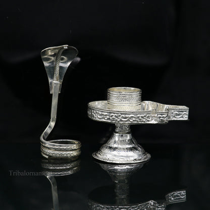 Sterling silver Lord Shiva Lingam stand or Jalheri by TRIBAL ORNAMENTS for holding Shiva Lingam in home temple during puja.
