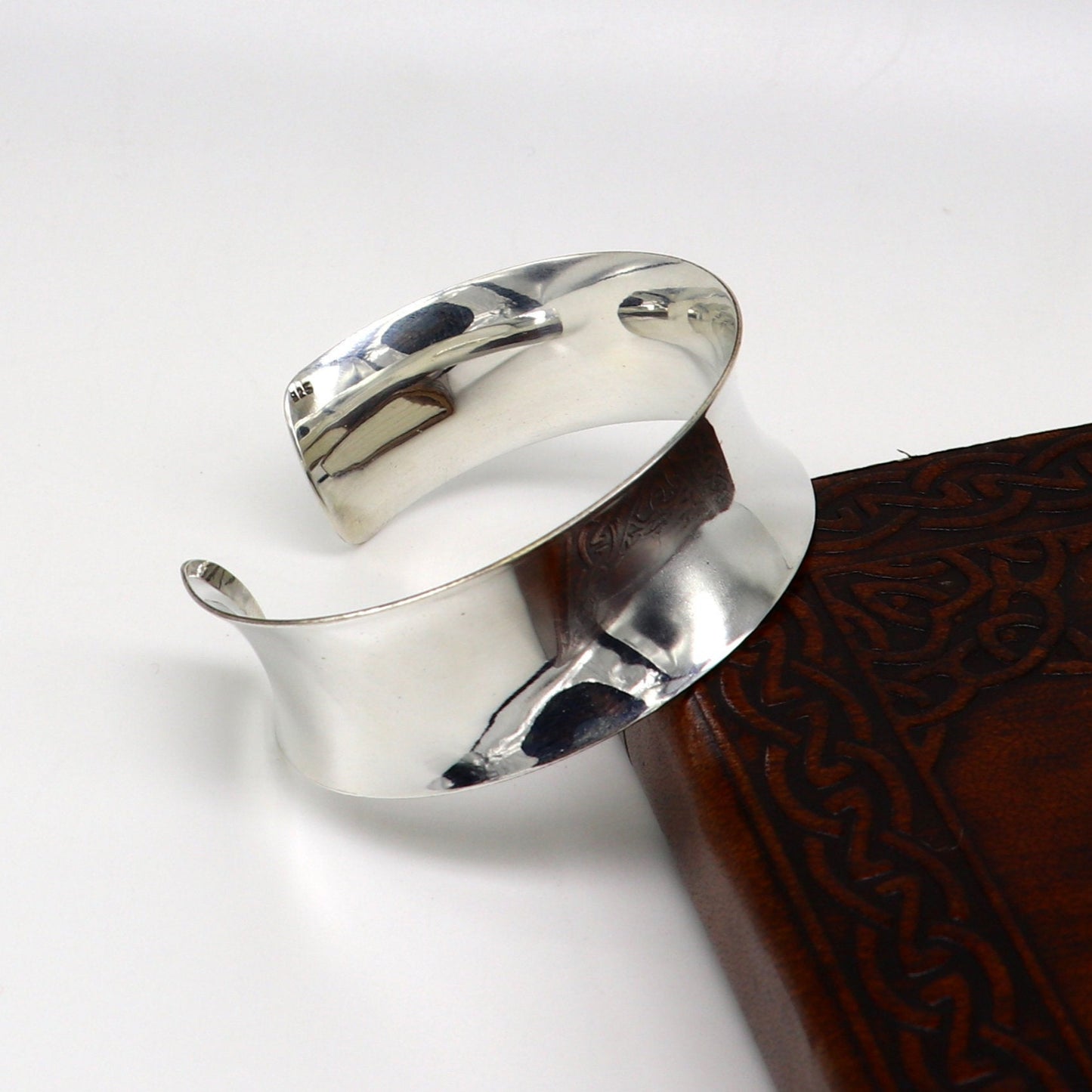 Pure 925 sterling silver fabulous bright shiny curved bracelet, new trendy modern fancy Bollywood style elegant cuff bangle bracelet cuff19 - TRIBAL ORNAMENTS