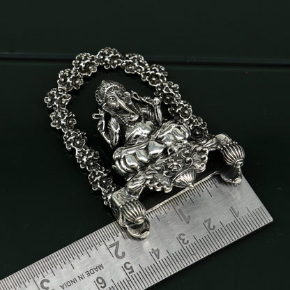 Pure 925 Sterling silver handmade antique design Indian idols Lord Ganesha stunning statue figurine, puja articles decorative gift art13 - TRIBAL ORNAMENTS