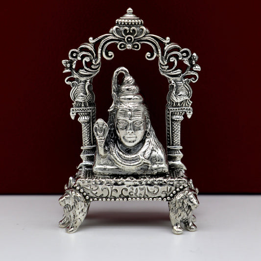 Pure 925 Sterling silver handmade antique look Indian idols Lord Shiva stunning statue figurine, puja articles best decorative gift art12 - TRIBAL ORNAMENTS