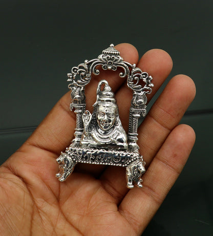 Pure 925 Sterling silver handmade antique look Indian idols Lord Shiva stunning statue figurine, puja articles best decorative gift art12 - TRIBAL ORNAMENTS