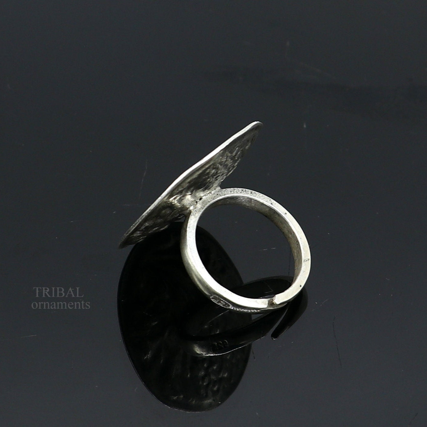 Pure 925 sterling silver handmade gorgeous flower shape adjustable ring band, unisex stylish gifting chitai work tribal ethnic jewelry sr303 - TRIBAL ORNAMENTS