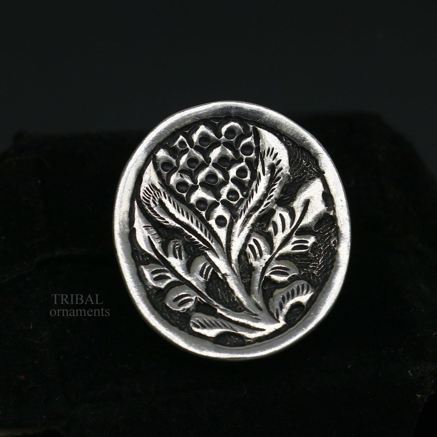 Pure 925 sterling silver handmade gorgeous flower shape adjustable ring band, unisex stylish gifting chitai work tribal ethnic jewelry sr303 - TRIBAL ORNAMENTS