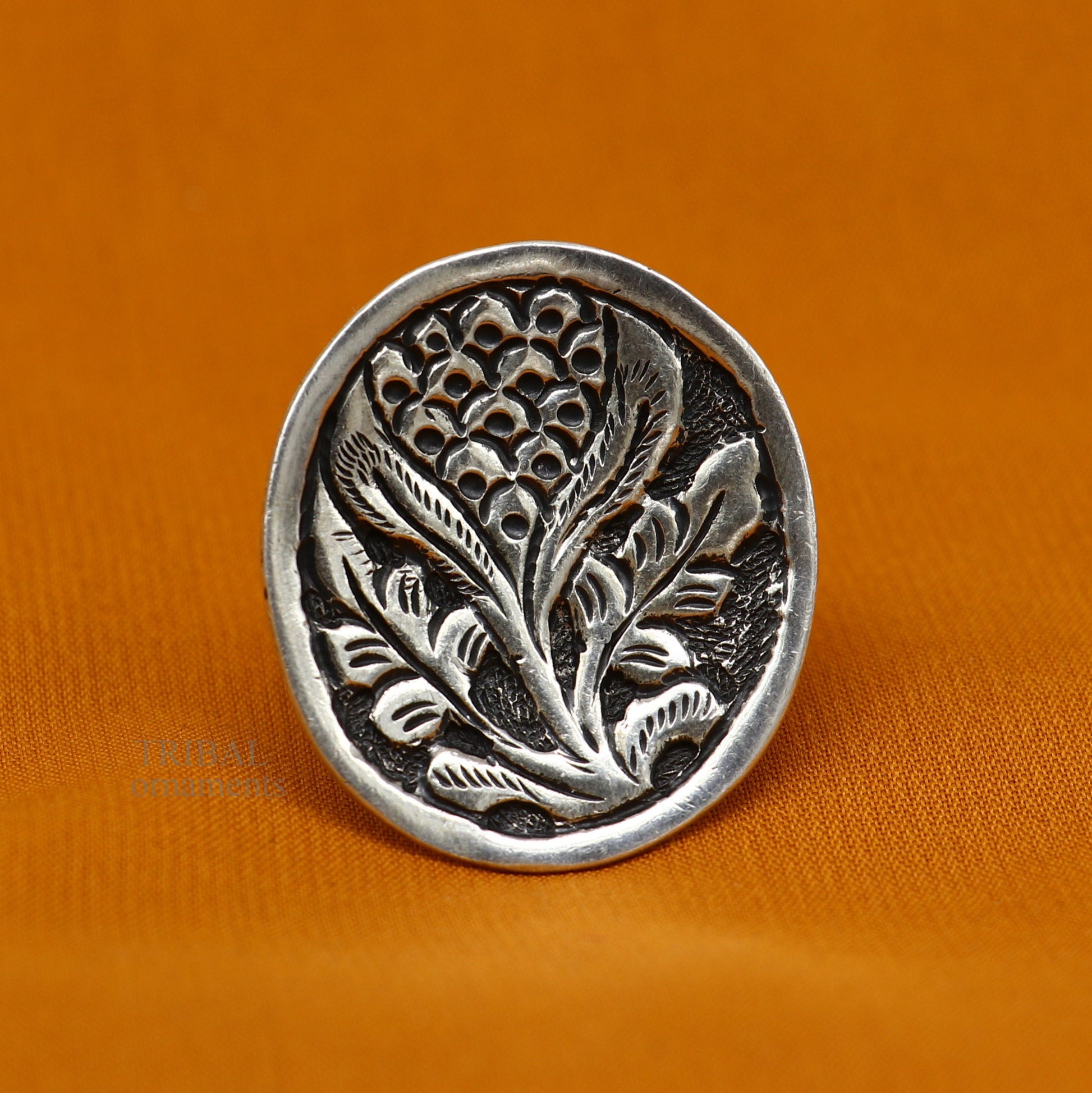 Pure 925 sterling silver handmade gorgeous flower shape adjustable ring band, unisex stylish gifting chitai work tribal ethnic jewelry sr303 - TRIBAL ORNAMENTS