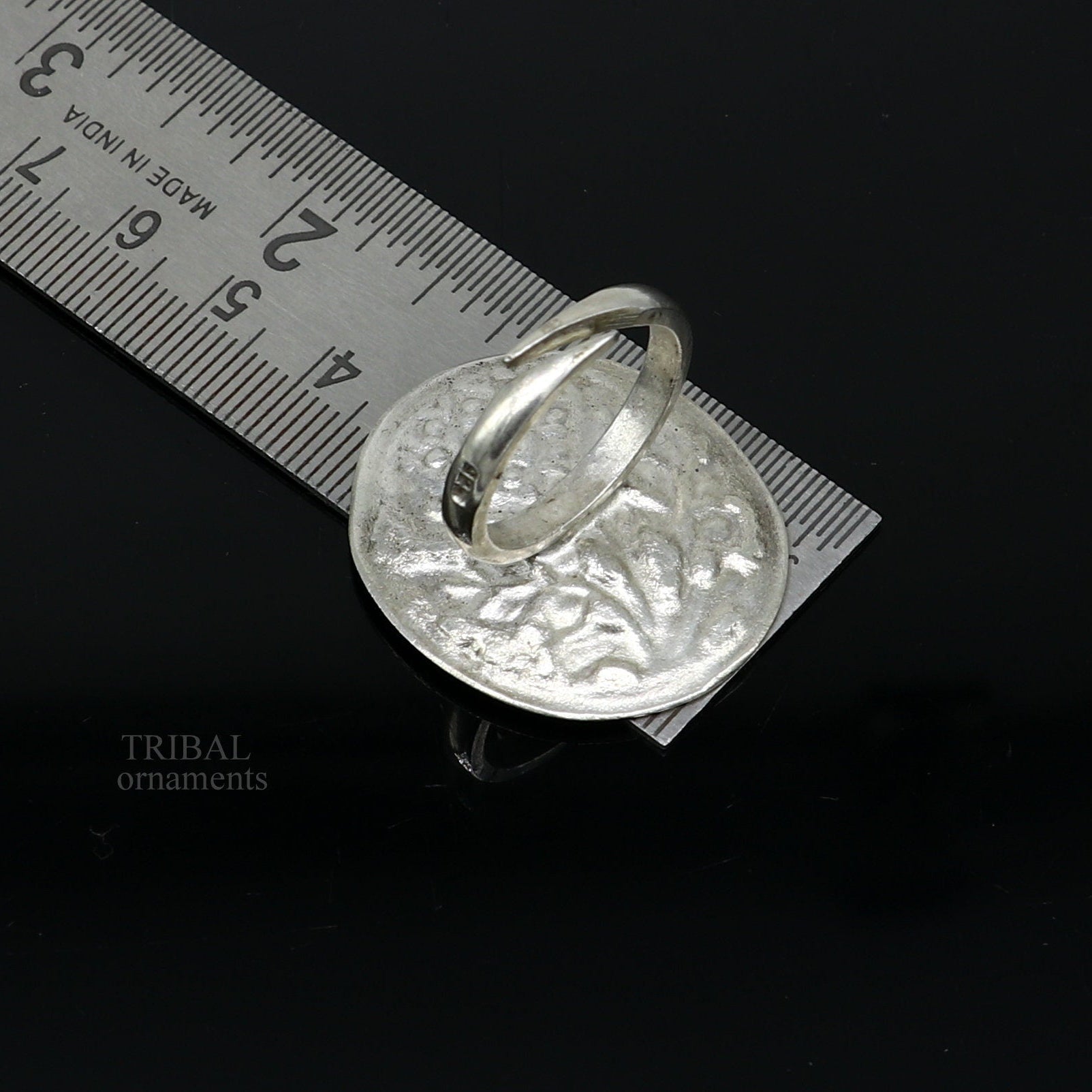 Pure 925 sterling silver handmade gorgeous flower shape adjustable ring band, unisex stylish gifting chitai work tribal ethnic jewelry sr303 - TRIBAL ORNAMENTS