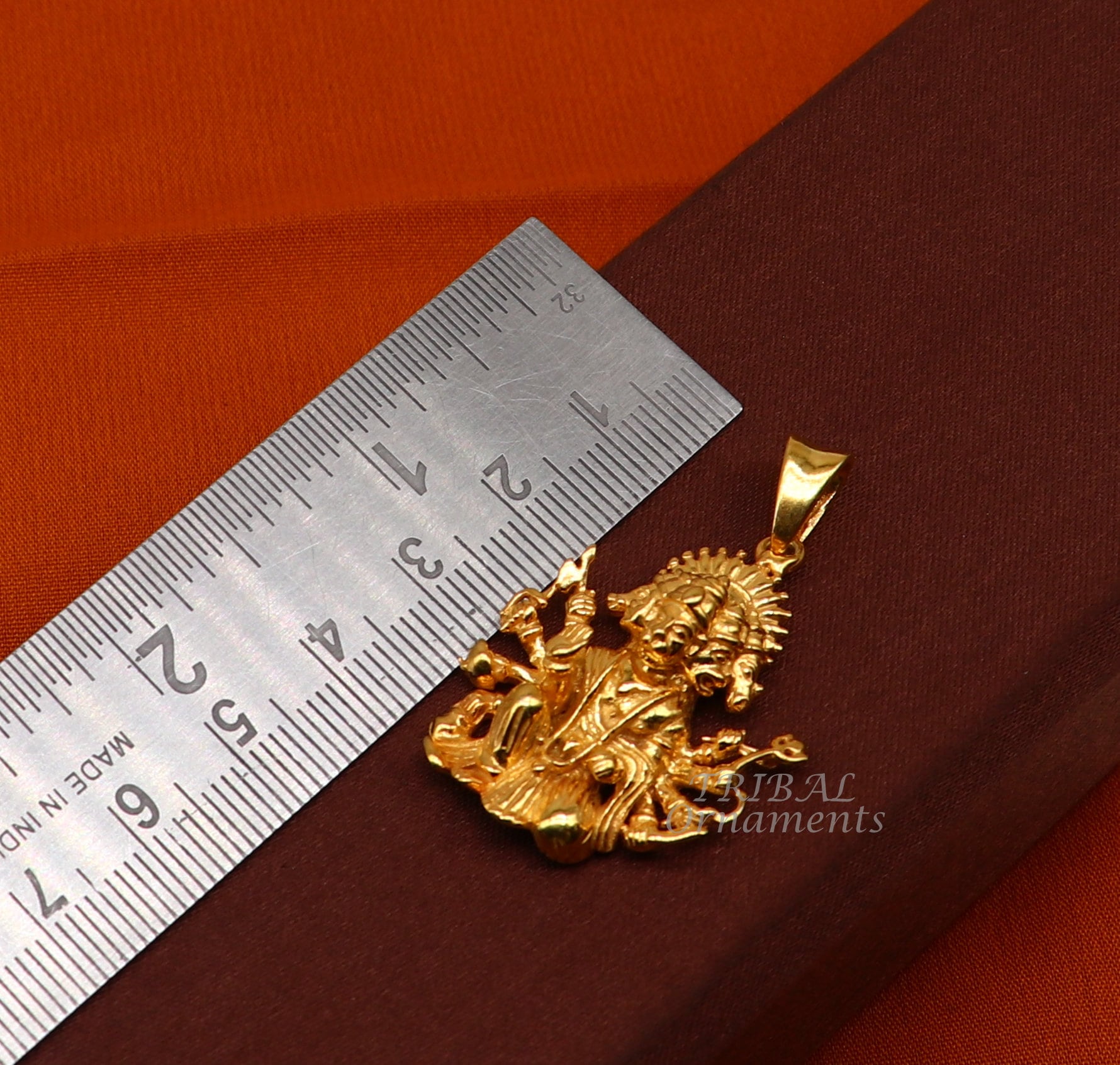 Pure 925 sterling silver handmade Hindu god Lord Panchmukhi Hanuman Gold polished pendant, amazing designer pendant unisex jewelry nsp543 - TRIBAL ORNAMENTS
