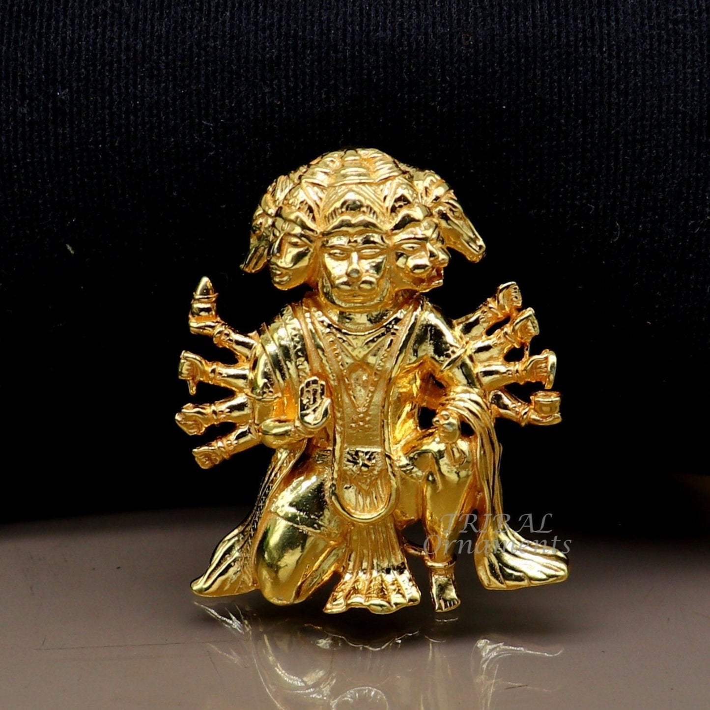 Pure 925 sterling silver handmade Hindu god Lord Panchmukhi Hanuman Gold polished pendant, amazing designer pendant unisex jewelry nsp542 - TRIBAL ORNAMENTS