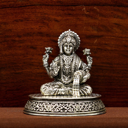 Pure 925 Sterling silver handmade  Hindu Goddess Laxmi statue, puja article figurine, home décor Diwali puja articles gifting art220 - TRIBAL ORNAMENTS
