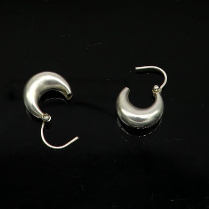 Sterling silver handmade hoop kundal earrings with tribal vintage design, perfect for daily wear and stylish jewelry.