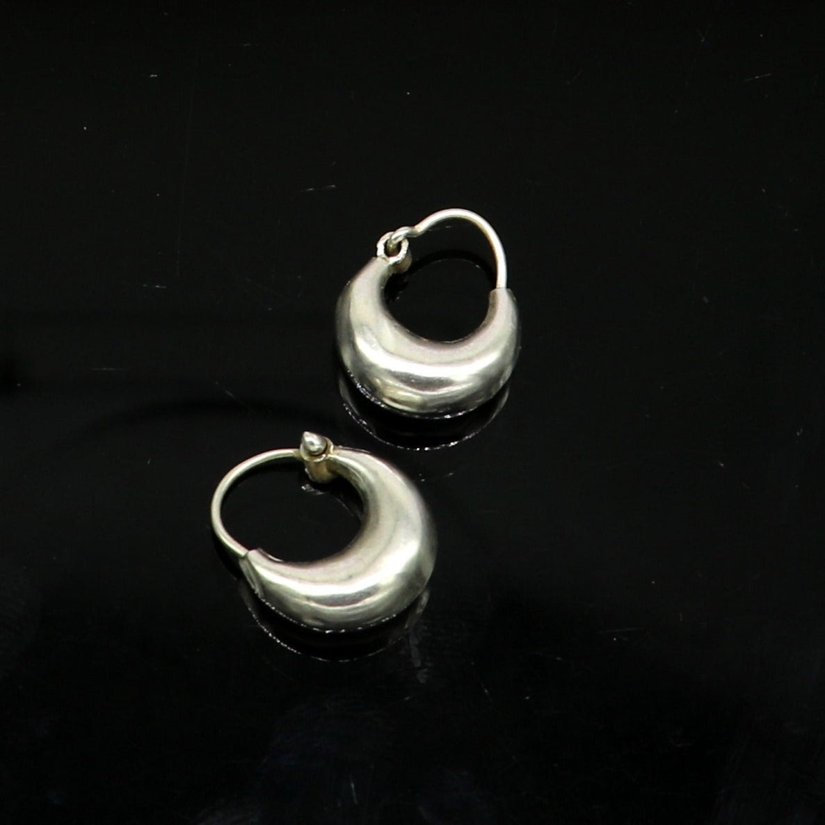 Pure 925 sterling silver handmade hoops kundal earring, excellent designer fancy daily use hook earring ear wire tribal vintage jewelry s892 - TRIBAL ORNAMENTS