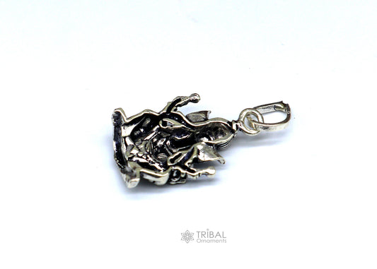 Sterling silver Lord Ganesha pendant by TRIBAL ORNAMENTS, unisex handmade jewelry with detailed tribal design and personalized style.