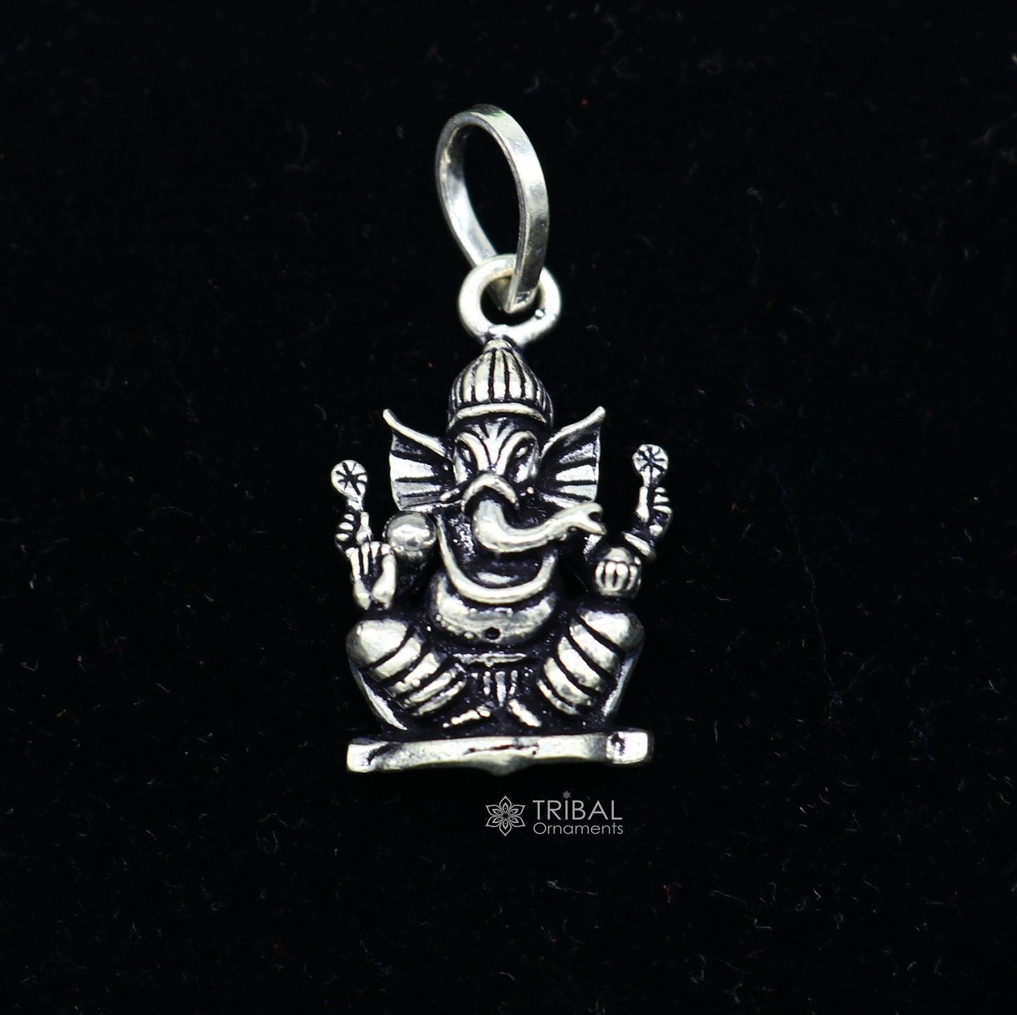 Sterling silver Lord Ganesha pendant, handmade tribal jewelry, unisex personalized necklace, stylish tribal ornament.