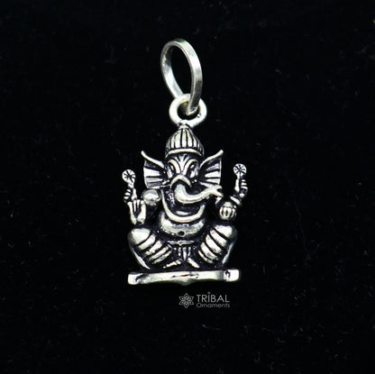 Sterling silver Lord Ganesha pendant, handmade tribal jewelry, unisex personalized necklace, stylish tribal ornament.