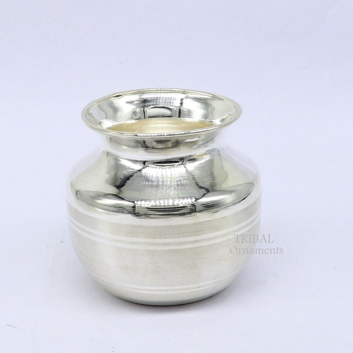 Pure 925 sterling silver handmade plain small Kalash or pot, unique special silver puja article, water or milk kalash pot india su1019 - TRIBAL ORNAMENTS