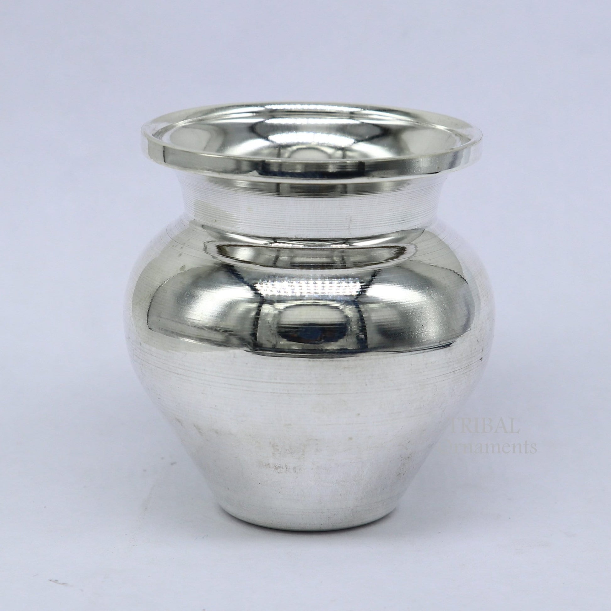Pure 925 sterling silver handmade plain small Kalash or pot, unique special silver puja article, water or milk kalash pot india su1020 - TRIBAL ORNAMENTS