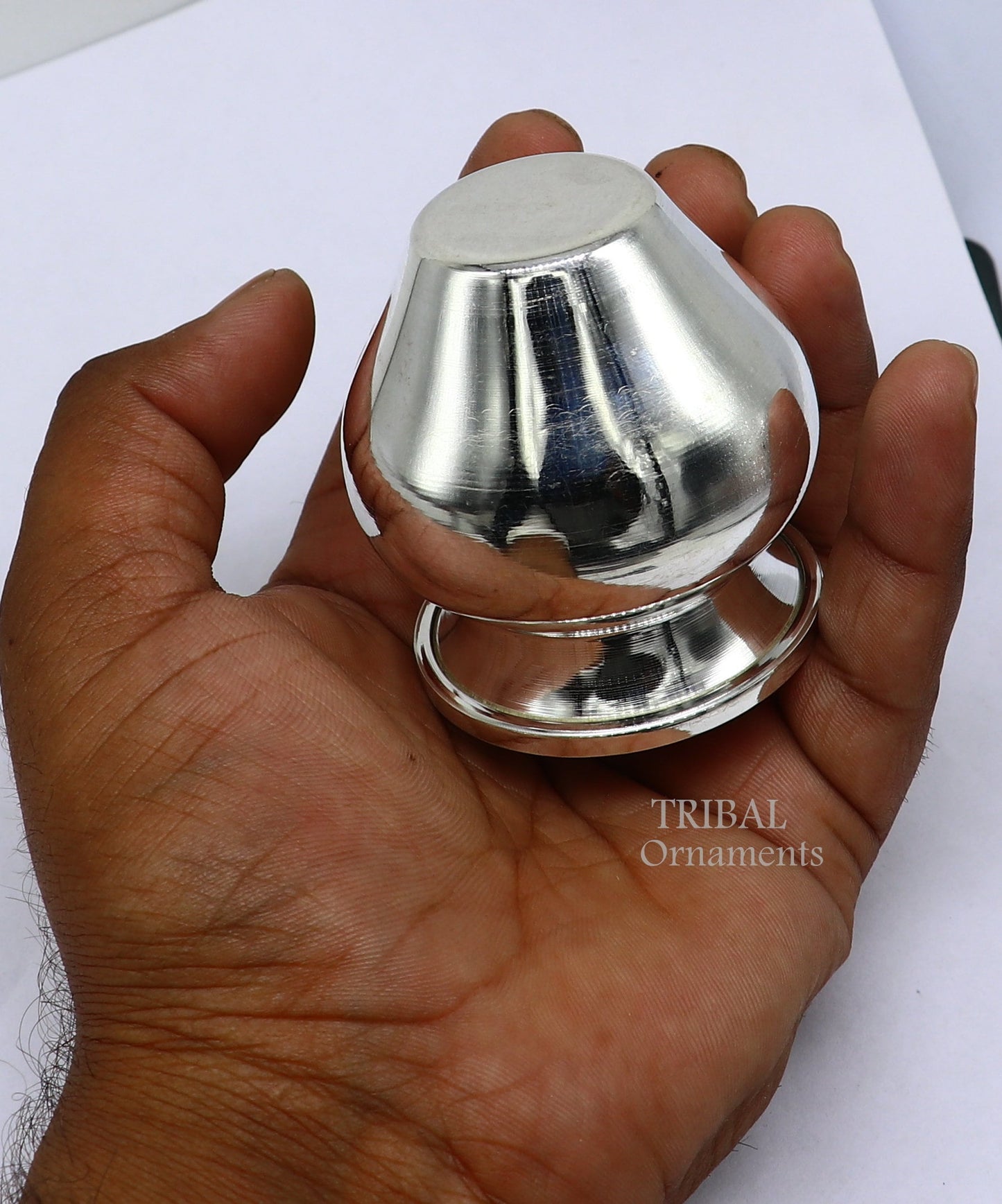 Pure 925 sterling silver handmade plain small Kalash or pot, unique special silver puja article, water or milk kalash pot india su1020 - TRIBAL ORNAMENTS