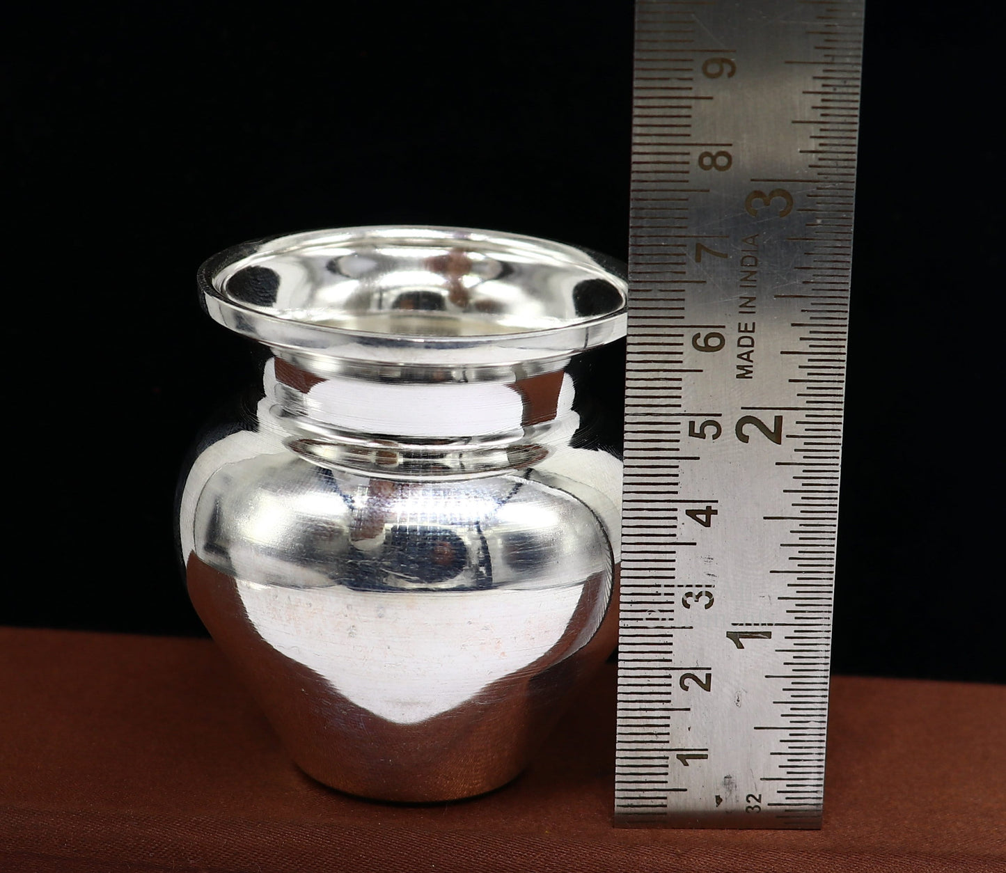 Pure 925 sterling silver handmade plain small Kalash or pot, unique special silver puja article, water or milk kalash pot india su1020 - TRIBAL ORNAMENTS