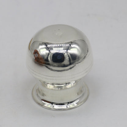 Small handmade pure 925 sterling silver Kalash pot, traditional water or milk offering vessel, crafted in India by Tribal Ornaments.