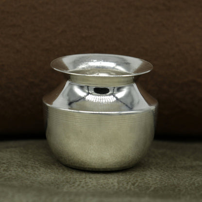 Pure 925 sterling silver handmade plain small Kalash or pot, unique special silver puja article, water or milk kalash pot india sv163 - TRIBAL ORNAMENTS